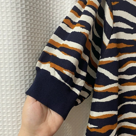 NWT Ann Taylor Petite Tiger Print Puff Sleeve Sweater Shift Dress - Picture 6 of 7